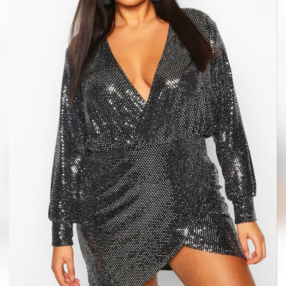 Boohoo Sequin Wrap dress